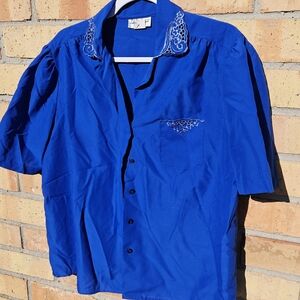 50's Style Royal Blue Button Top